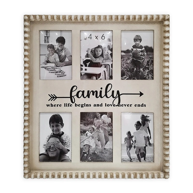 Wooden Photo Frame with 6 Photos in Size 4X6", MDF Picture Frame with Bead Line Decoration, Promotional Photo Frame