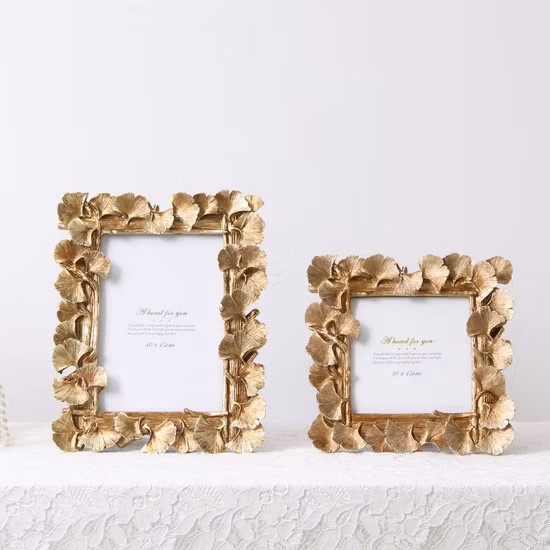 Cornice per foto in resina fatta a mano Ornamento albicocca Ginkgo Cornici regalo decorative e promozionali